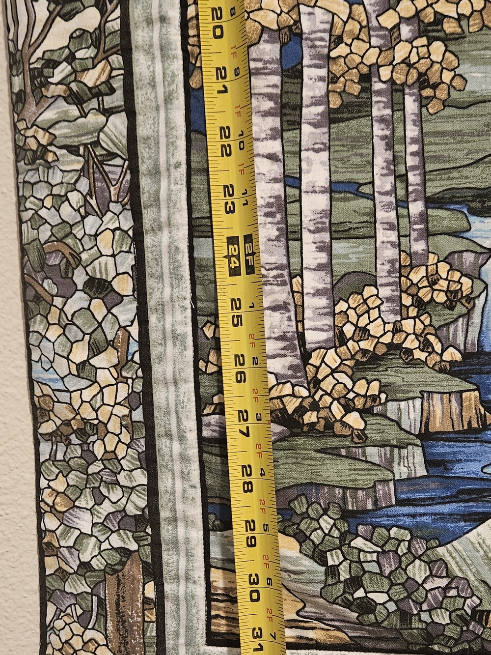 Scenic Birch Tree Tapestry Panel in Greens and Blues